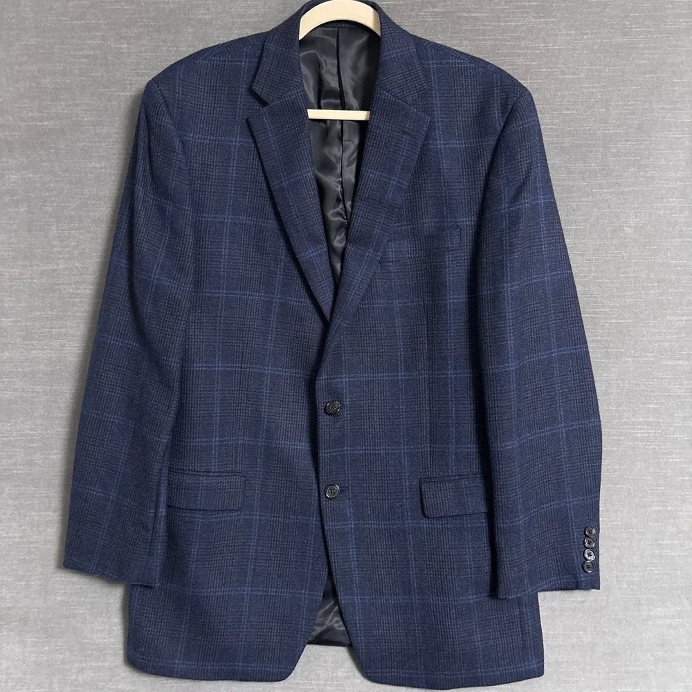 Lauren Ralph Lauren Sport Coat 42R Slim Fit Blue Glen Check Plaid Blazer Jacket